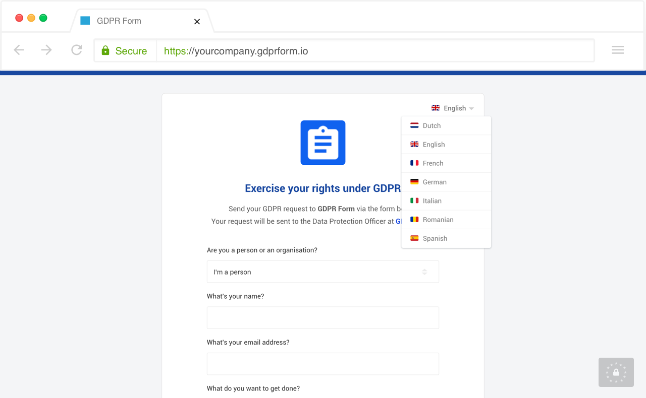 Example of GDPR Form